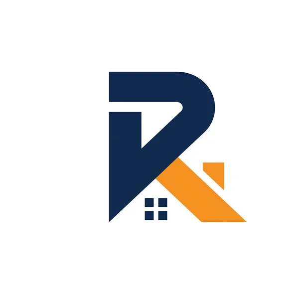 Letter R met dakbedekking stijl. onroerend goed logo concept — Stockvector