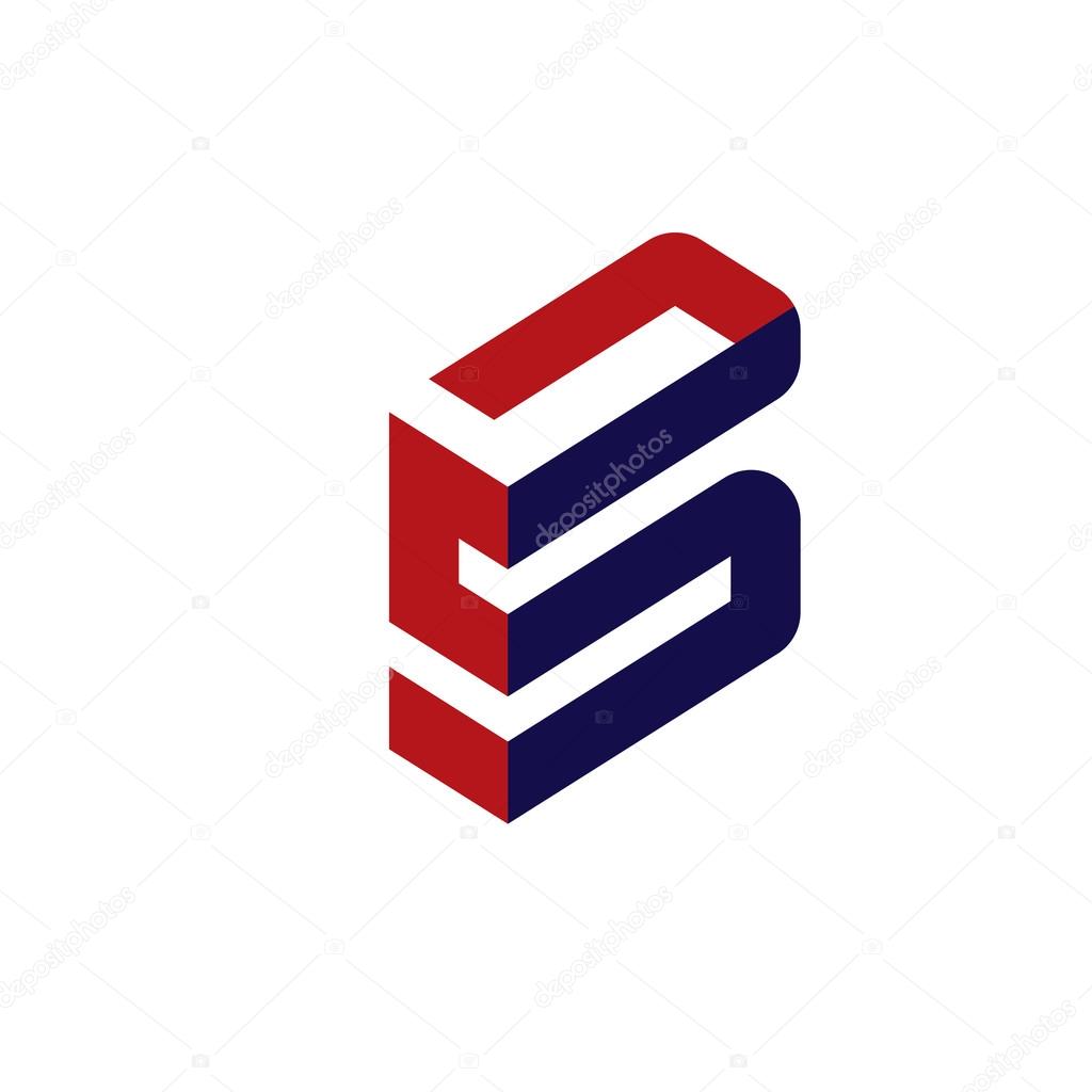 Modern and elegant letter S 3d flat concept logo vector