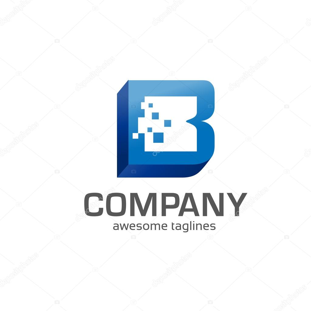 Strong elegant letter B 3d box  technology concept
