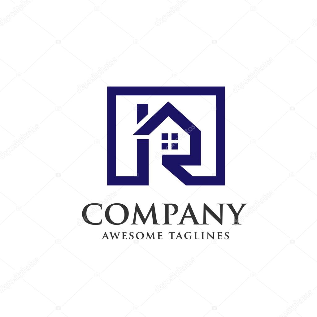 Strong and minimalist Real estate with letter R concept ,real estate logo