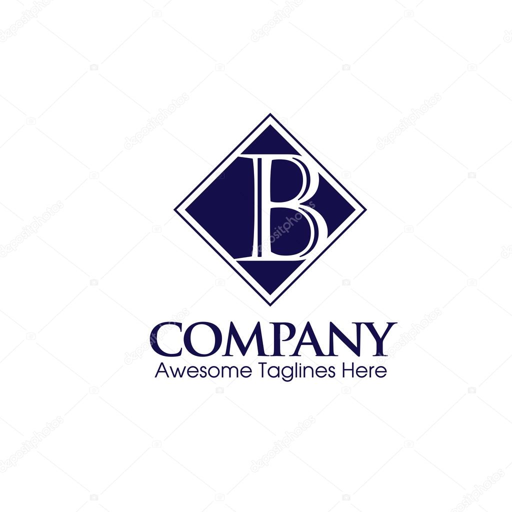 Elegant letter B logo with square background vector