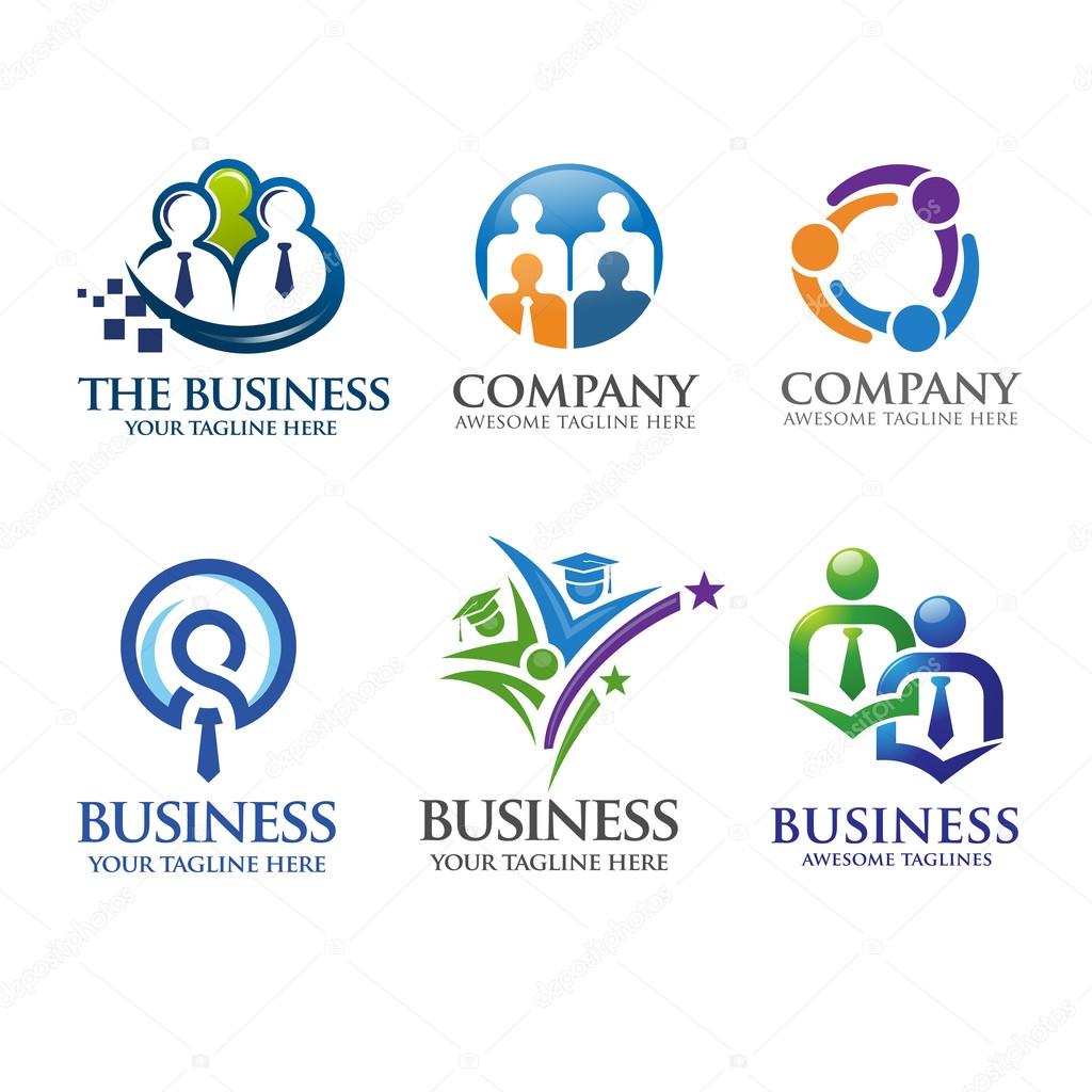 Elegant concept people business and leadership logo vector set