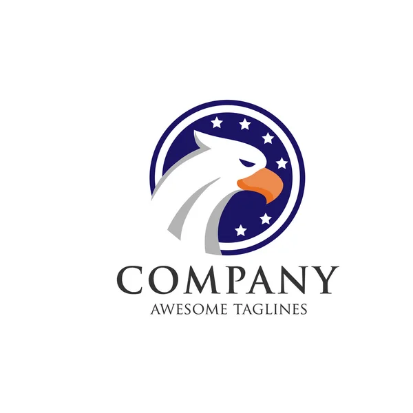 Αετός επικεφαλής σχεδίασης με λογότυπο αστέρων — Διανυσματικό Αρχείο