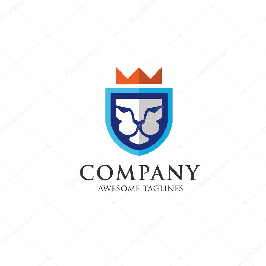 Creative simple flat emblem lion king logo vector