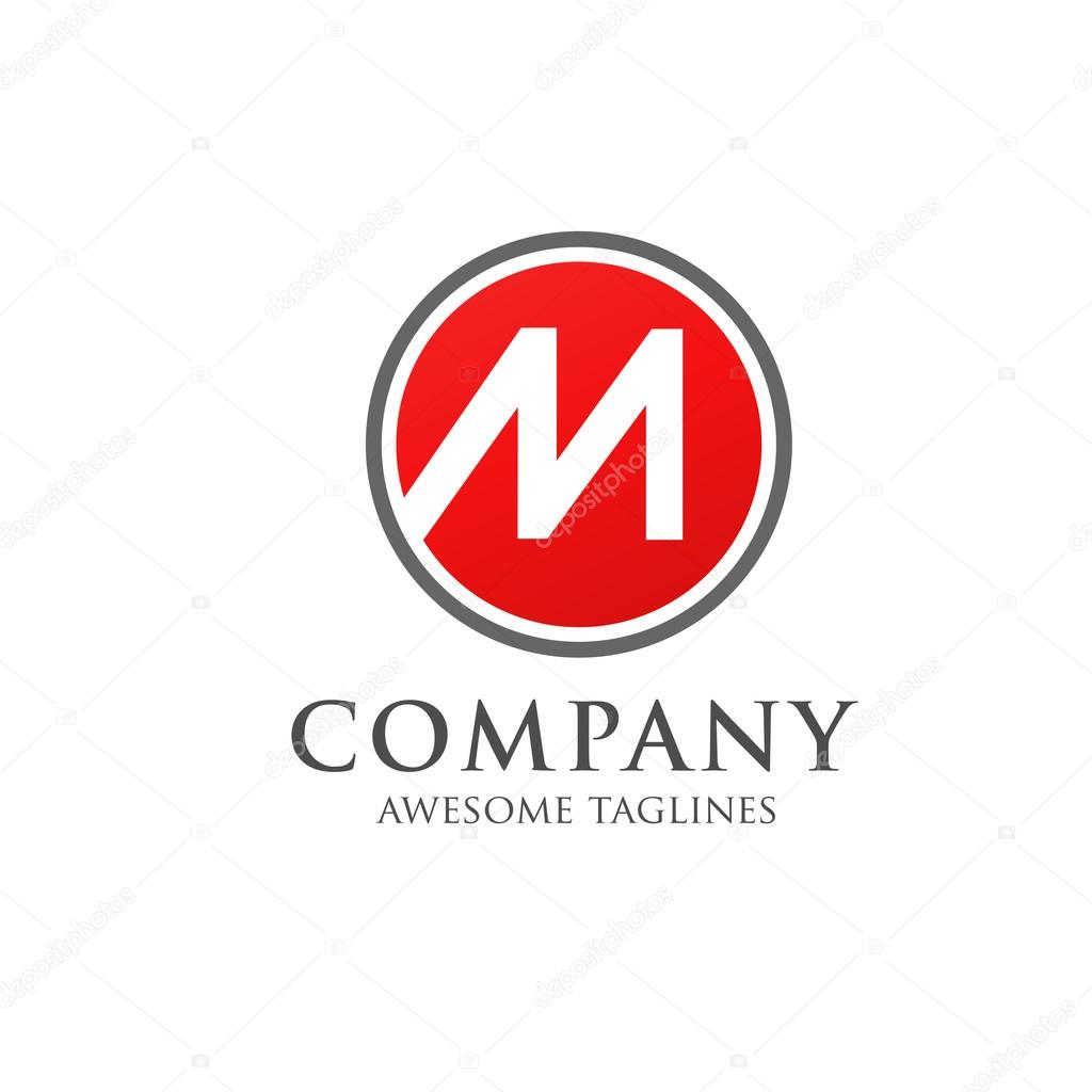 Simple elegant letter M circle logo icon vector template