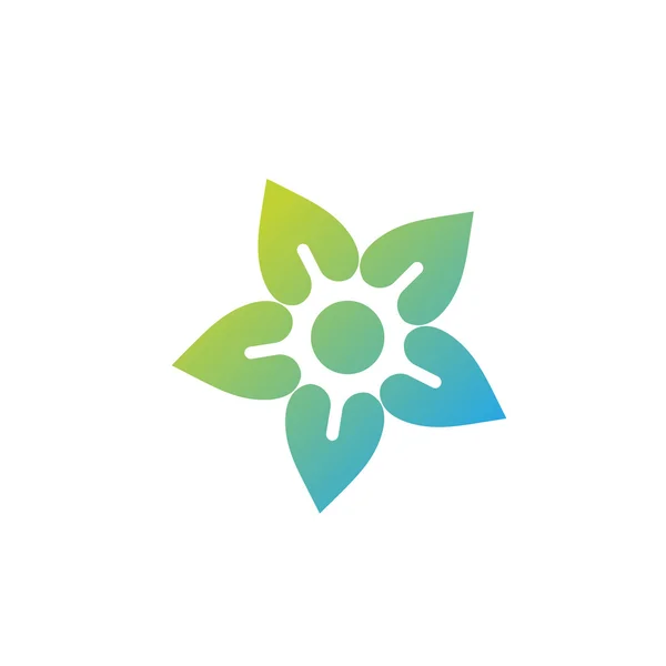 Flor e ícone do sol vetor logotipo colorido, produtos saudáveis —  Vetores de Stock