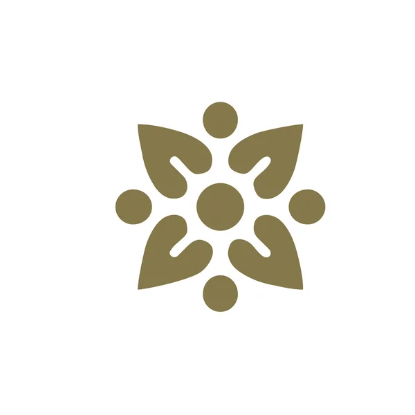 Flor y sol icono logotipo vector, productos saludables — Vector de stock