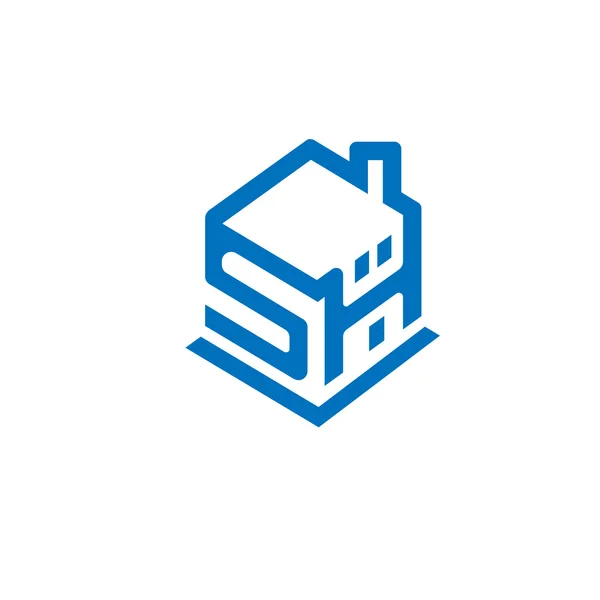Slimme huis met Sh brief concept logo — Stockvector