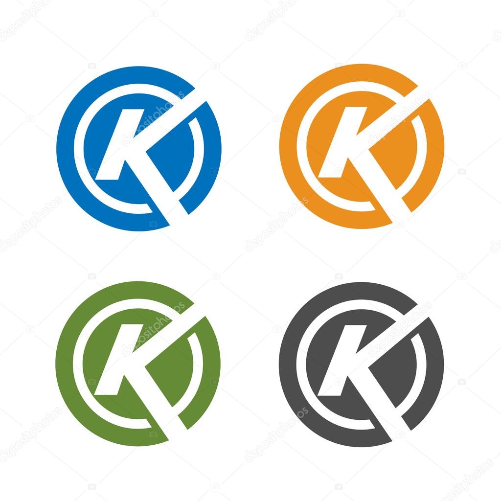 Strong letter k with circle color logo concept, letter k colorful icon