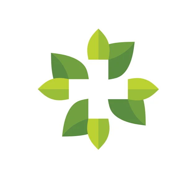 Cross apotek med leaf logo — Stock vektor