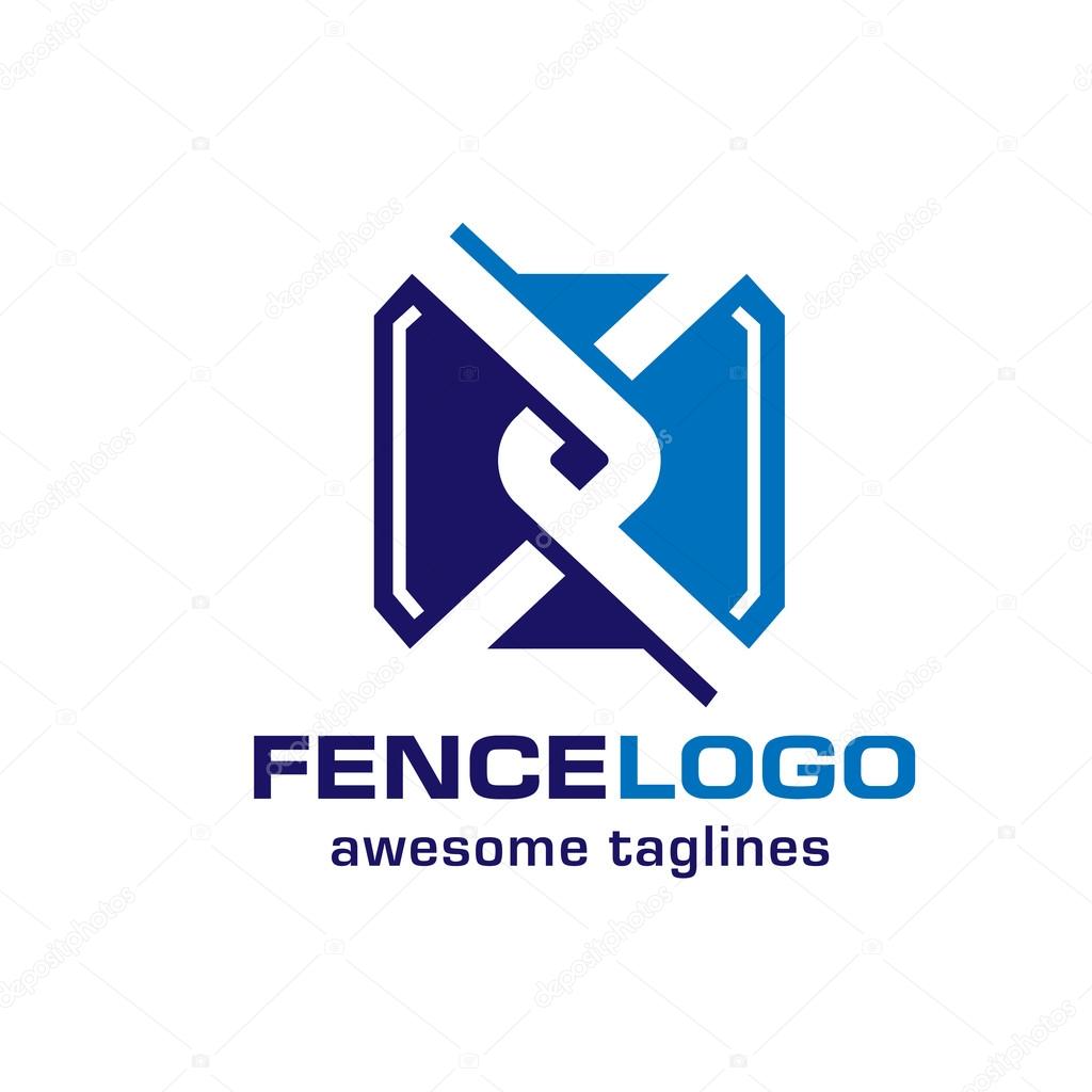 Chain link fence, fence creative symbol concept. Home and garden decoration logo