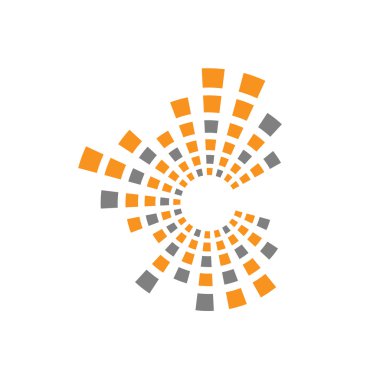 mektup c teknoloji logo, kare satır veri ve teknoloji logosu