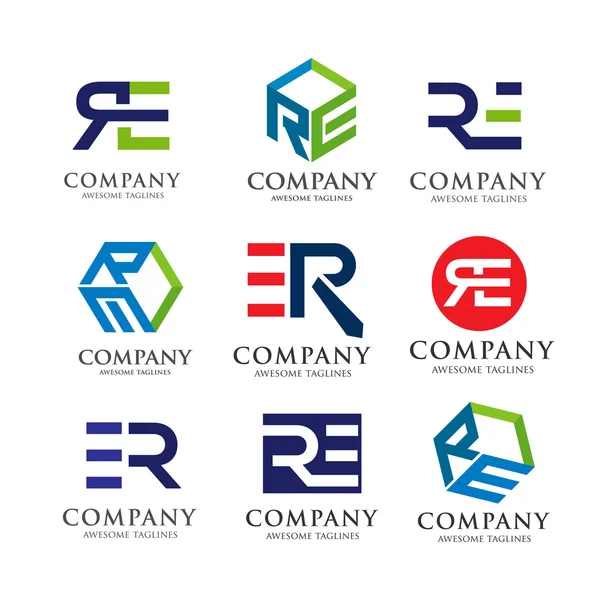 Logo créatif RE lettre ensemble — Image vectorielle