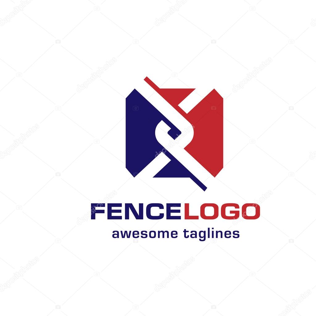 Chain link fence, fence creative symbol concept, Home and garden decoration logo