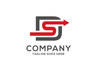 DS harfli ok logosu tasarım vektör çizim şablonu, D harfi logo vektörü, D ve S harfi logo vektörü, yaratıcı harf DS harfi logosu