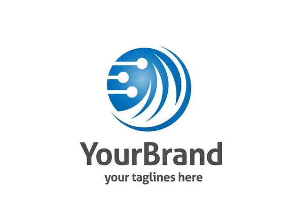 Logotipo Onda Tecnológica Onda Digital Círculo Logotipo Azul Vetor —  Vetores de Stock