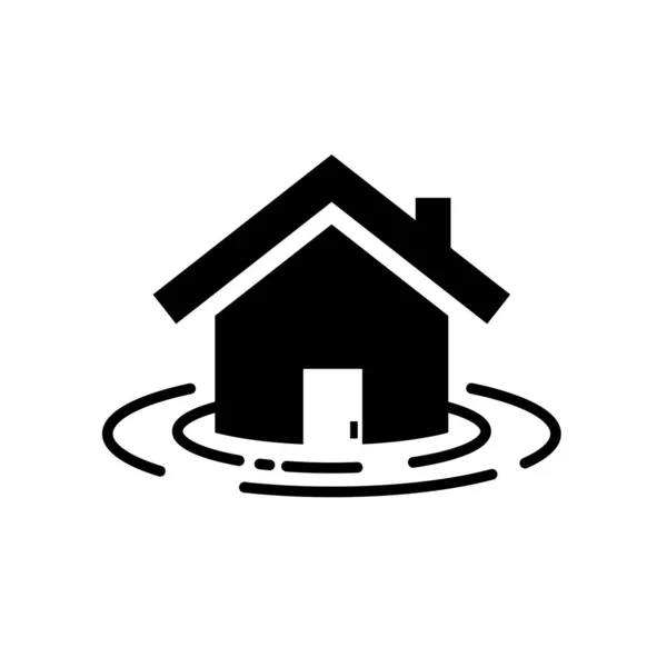 Overstromingen Huis Pictogram Illustratie Vector Witte Achtergrond — Stockvector