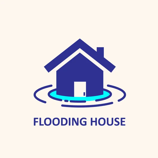 Vetor Ilustração Ícone Casa Inundação Fundo Branco — Vetor de Stock