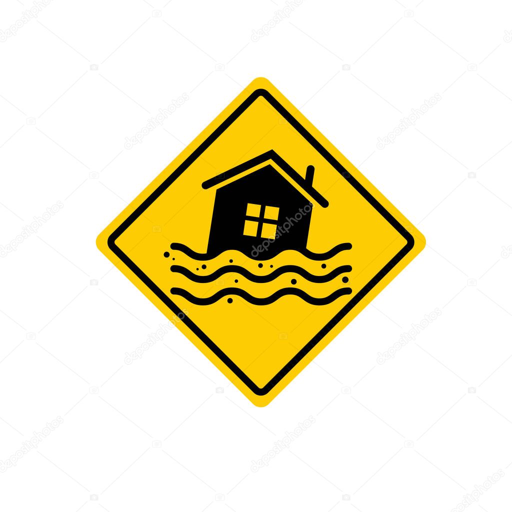 flooding house icon illustration vector on white background 