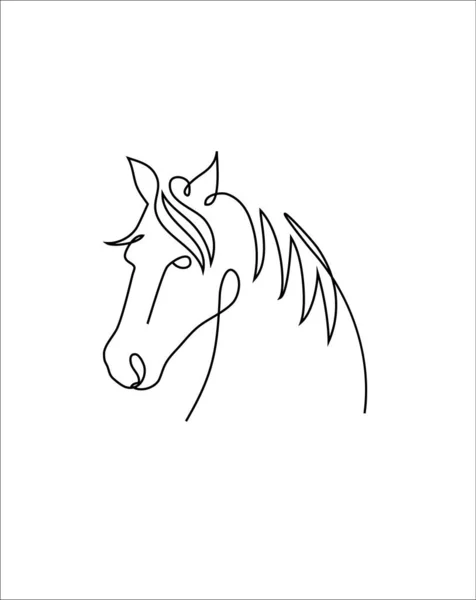 馬の1つの連続線画 ダイナミック単線画グラフィックデザインベクトルイラスト — ストックベクタ