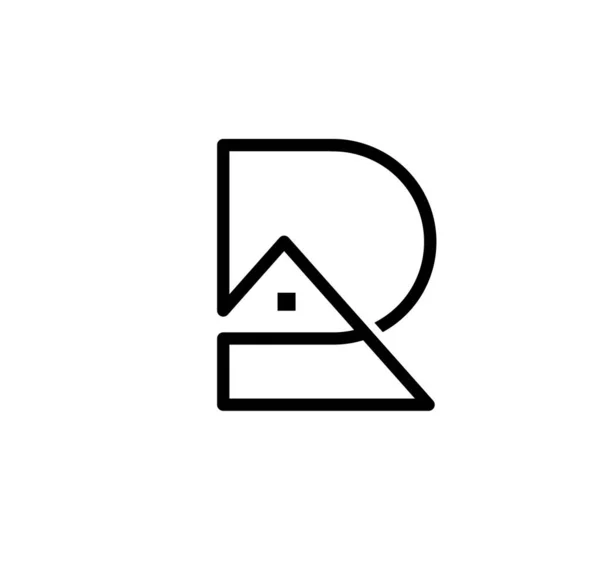 Initial Outline Letter House Logo Vector Illustration Real Estate Logo — Stock Vector