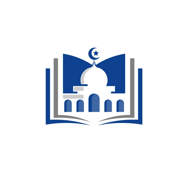 Książka Logo Meczetu Projekt Wektor Ilustracja Kreatywny Islamski Wzór Koncepcji — Wektor stockowy