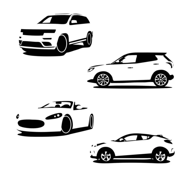 Verzameling Van Auto Vector Silhouet Illustratie Automotive Car Service Vector — Stockvector