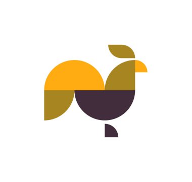 Soyut geometrik tavuk horozu logo vektör çizimi