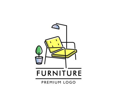 iç logo tasarımı monoline tarzı oda dekorasyonu vektör illüstrasyonu