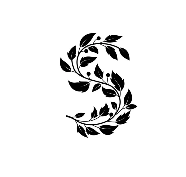 Letter Met Wervelingen Bloemenvector Letter Logo Gevormd Door Bladeren — Stockvector