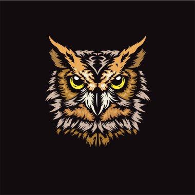 Soyut baykuş baş vektör illüstrasyonu. Bir spor takımı için vahşi hayvan illüstrasyonu.