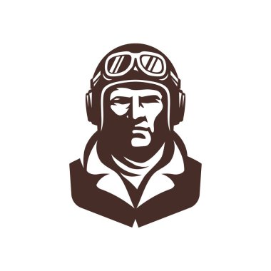 Gözlüklü, kasklı, cesur, cesur, maceraperest ve klasik pilot ruha sahip bir havacı..