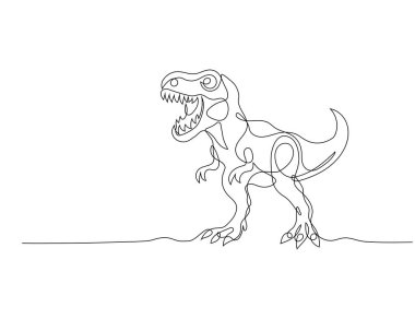 Kükreyen bir T-Rex dinozorunun minimalist bir çizimi. Hareketi ve karakteri zarif ve kesintisiz çizgi sanatı ile yakalıyor..