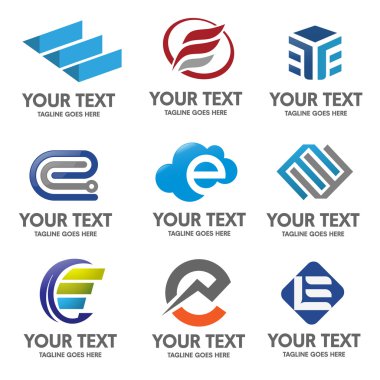 Zarif mektup e logo vektör set