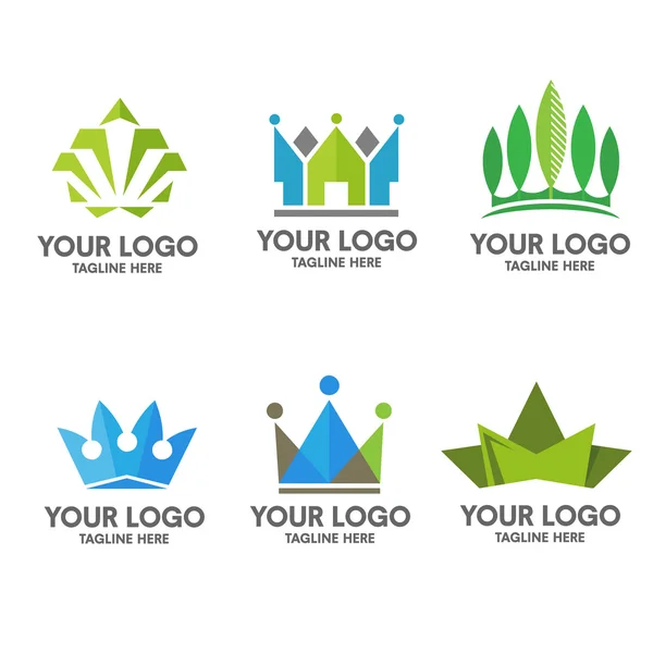 Coroa logotipo conjunto conceito — Vetor de Stock