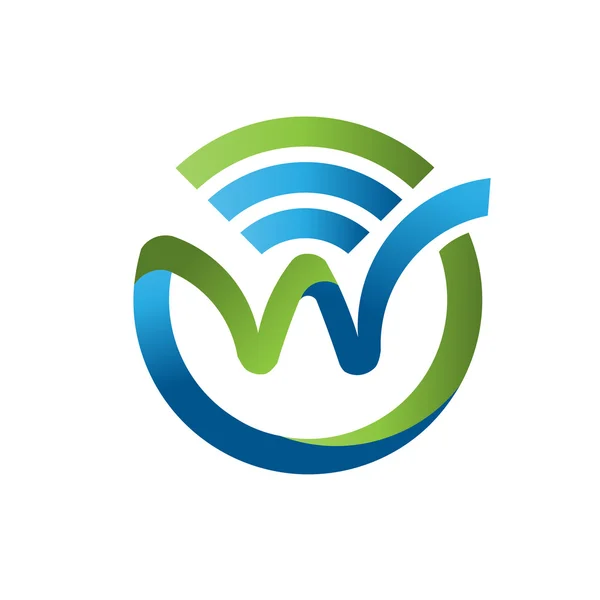 Lettera w con logo WiFi — Vettoriale Stock