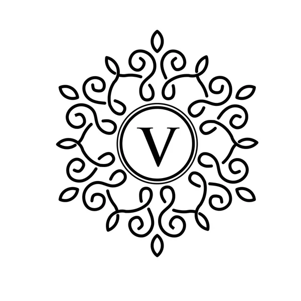 Bokstaven V med elegant ram vektor design — Stock vektor
