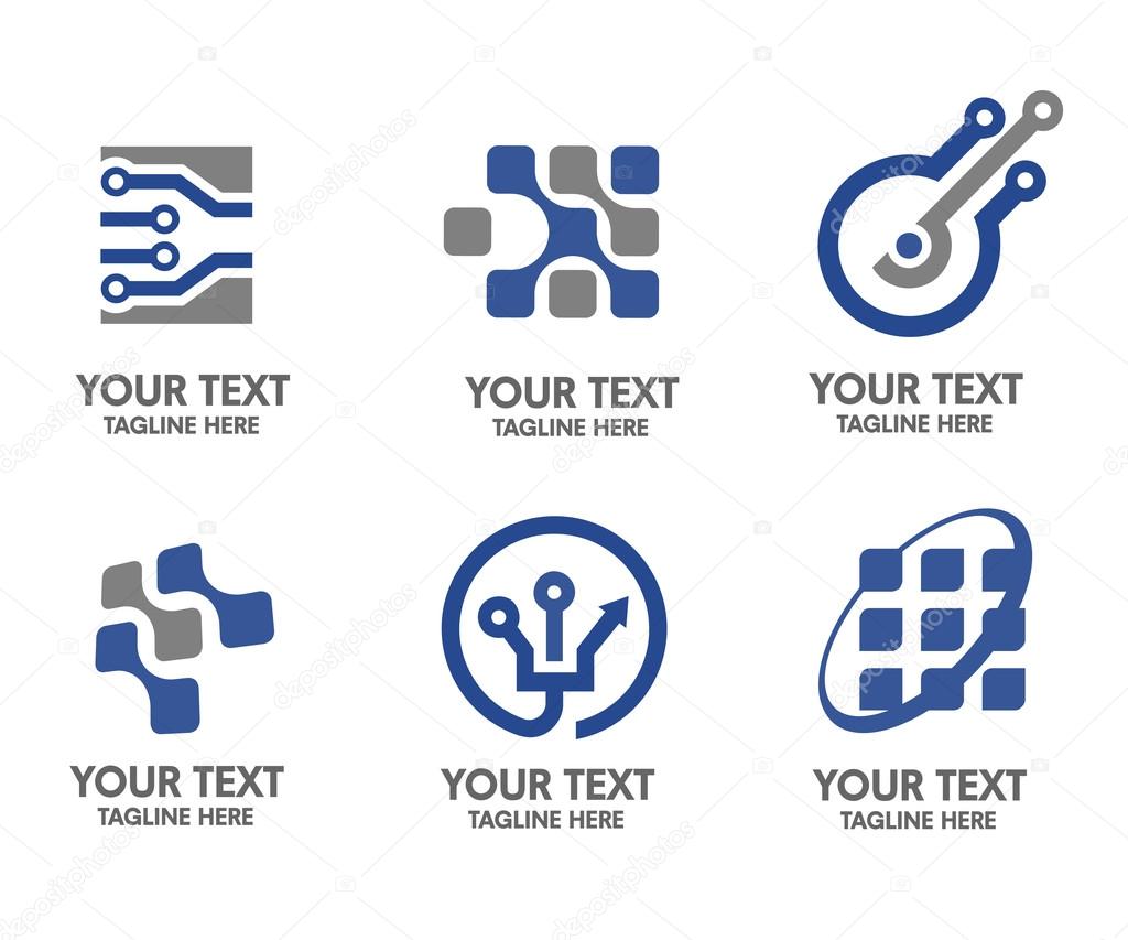 Digital electronic business company logo made out of abstract electric elements.