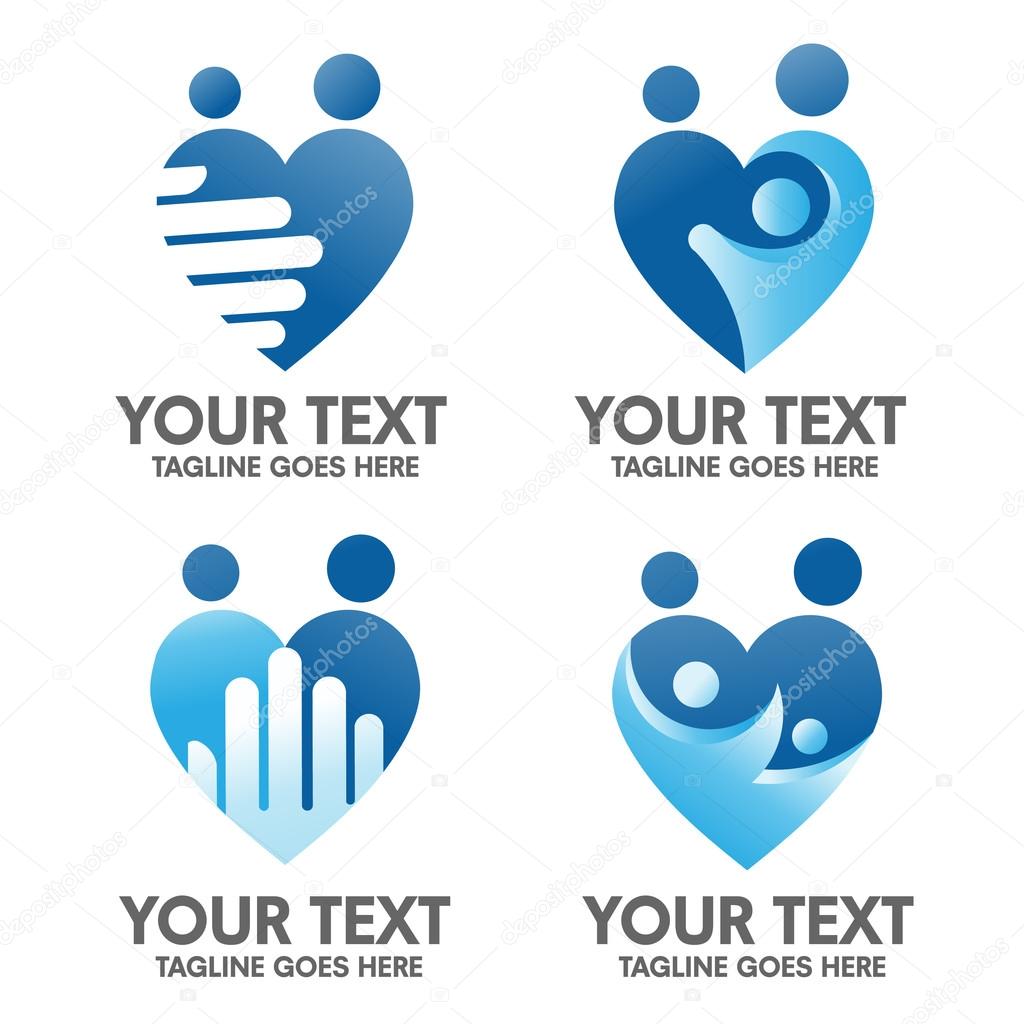 Elegant Family care and love logo concept, love and helping family logo