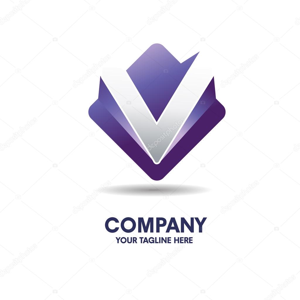 Elegant concept of letter v with 3d style logo vector