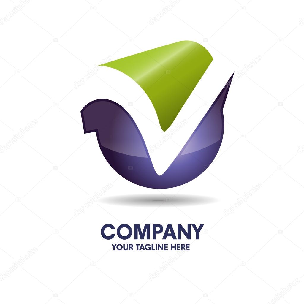 Elegant concept of letter v with 3d style logo vector
