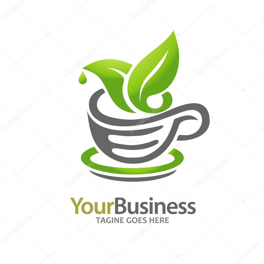 Illustration of green leaf with tea cup, perfect for health, hot drink and tea business