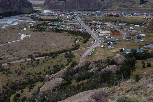 A légi felvétel a falu El Chalten. — Stock Fotó