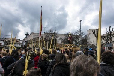 Kutsal Galapagar Borriquita Haftası Kardeşliği 'nde kefaret sezonundan önce Palm Sunday imajı.