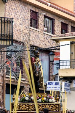 Kutsal Galapagar Borriquita Haftası Kardeşliği 'nde kefaret sezonundan önce Palm Sunday imajı.