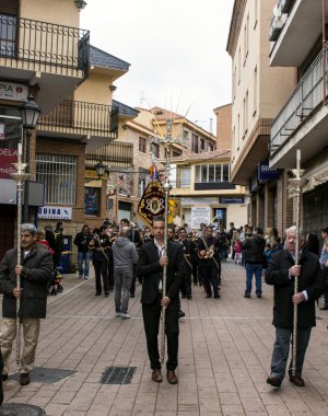 Kutsal Galapagar Borriquita Haftası Kardeşliği 'nde kefaret sezonundan önce Palm Sunday imajı.