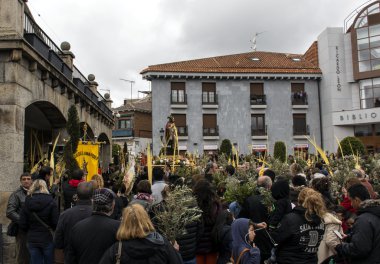 Kutsal Galapagar Borriquita Haftası Kardeşliği 'nde kefaret sezonundan önce Palm Sunday imajı.
