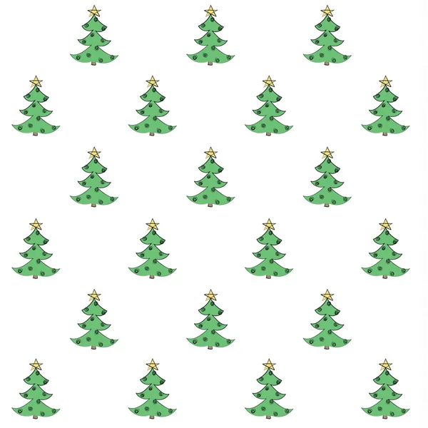 Christmas tree pattern. Original hand drawn illustration. — Stock Vector