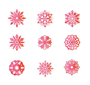 Güzel kar tanesi renkli vektör set.