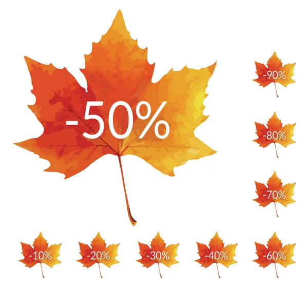 Beautiful colorful leaves. Sale. Vector — Stock Vector